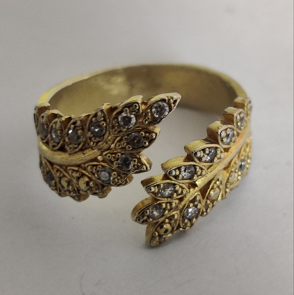 Olive Branch Diamante ring Gold Wash Over Silver Y2K - Picture 11 of 16